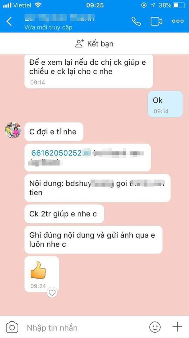 Cảnh b&aacute;o: Bỗng dưng thấy t&agrave;i khoản Zalo giống m&igrave;nh nhờ chuyển khoản tiền - Ảnh 1.