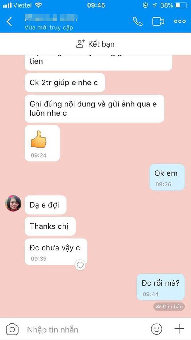 Cảnh b&aacute;o: Bỗng dưng thấy t&agrave;i khoản Zalo giống m&igrave;nh nhờ chuyển khoản tiền - Ảnh 2.