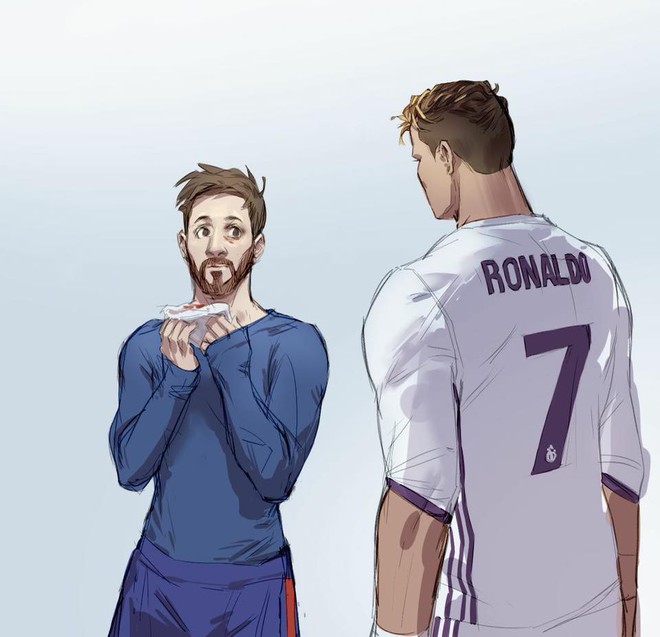 Đừng bỏ lỡ bức tranh vẽ Messi và CR7 đang cưỡi trên một quả bóng lăn. Hình ảnh này sẽ khiến bạn cảm thấy ngưỡng mộ và kính phục cho hai siêu sao của làng bóng đá thế giới.
