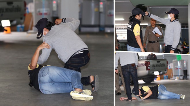 Cảnh sát Thái Lan tiếp tục đưa thanh niên đánh đập bạn gái dã man đến hiện trường để tái hiện vụ việc - Ảnh 1.
