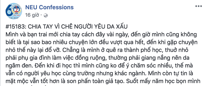 Bị chê da xấu cô gái tự ái chia tay luôn người yêu, dân mạng lại tiếc hùi hụi vì lý do này - Ảnh 1.