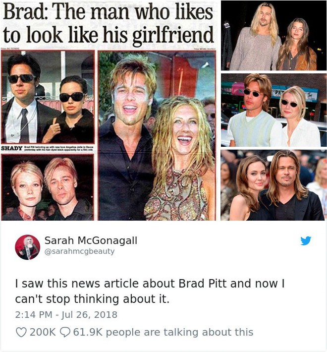 Brad Pitt: Người đàn ông yêu ai là cũng sẽ trông giống y như bạn gái của mình - Ảnh 1.