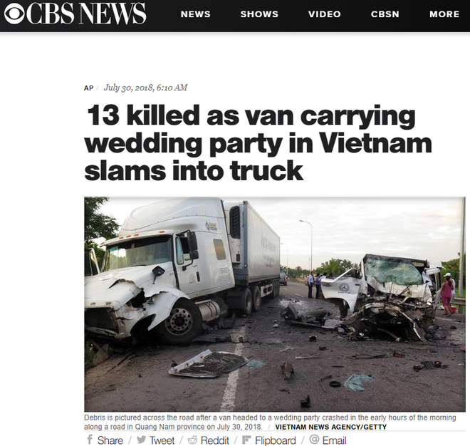 Báo nước ngoài đồng loạt đưa tin vụ chú rể và 12 người thân trong đoàn rước dâu tử vong vì tai nạn ở Bình Định - Ảnh 3.