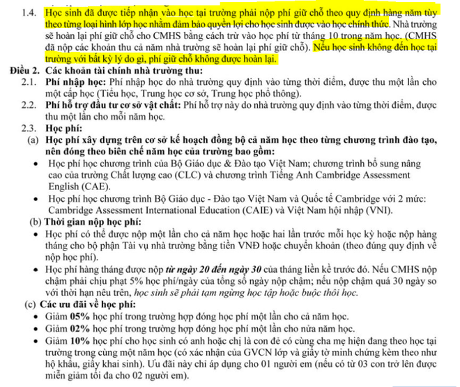 Thêm một trường không trả lại phí giữ chỗ 10 triệu vì lý do đó là quy định từ đầu, phụ huynh buộc phải nghe theo - Ảnh 4.
