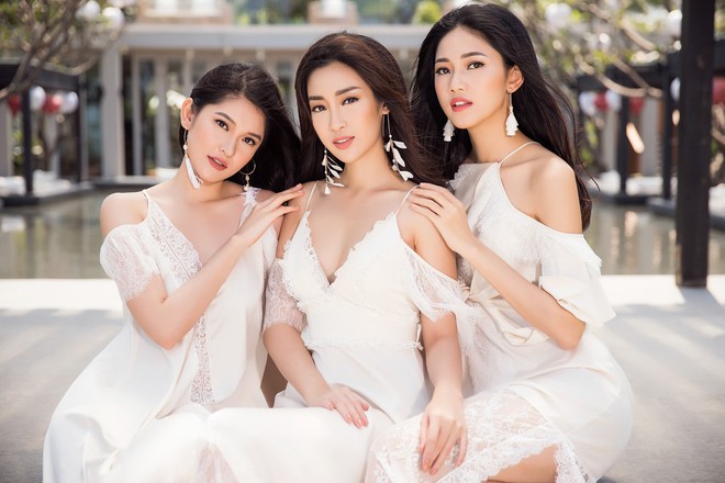 Top 3 Hoa hậu Việt Nam 2016 diện đầm trắng tinh kh&ocirc;i, khoe nhan sắc quyến rũ trước khi hết nhiệm kỳ - Ảnh 1.