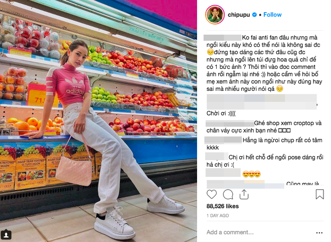 Ngồi tr&ecirc;n quầy hoa quả chụp ảnh OOTD, Chi Pu trở th&agrave;nh c&aacute;i bia n&eacute;m đ&aacute; của netizen Việt - Ảnh 2.