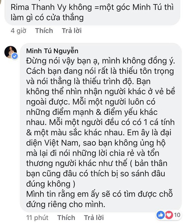 Minh Tú đáp trả cực gắt khi Rima Thanh Vy bị so sánh không bằng một góc của mình - Ảnh 3.