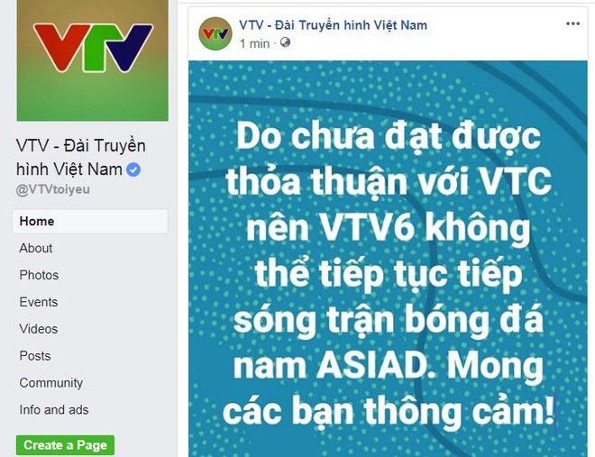 VTV đột ngột dừng tiếp s&oacute;ng giữa chừng trận đấu của Olympic Việt Nam tại ASIAD 2018 - Ảnh 2.