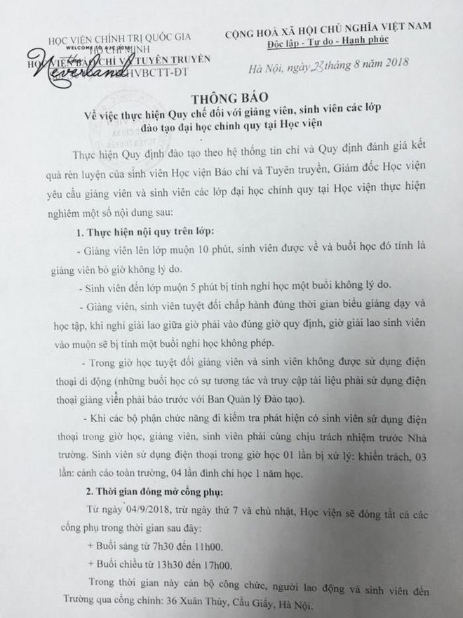 SV Học viện Báo chí dùng điện thoại 4 lần trong giờ học sẽ đình chỉ học 1 năm: Đến cái chợ còn có kỉ luật nữa là nhà trường - Ảnh 1.