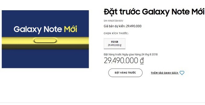 Lộ giá bán dự kiến của Galaxy Note 9 ngay trên trang chủ Samsung Việt Nam, gần 30 triệu đồng cho phiên bản 512GB - Ảnh 1.