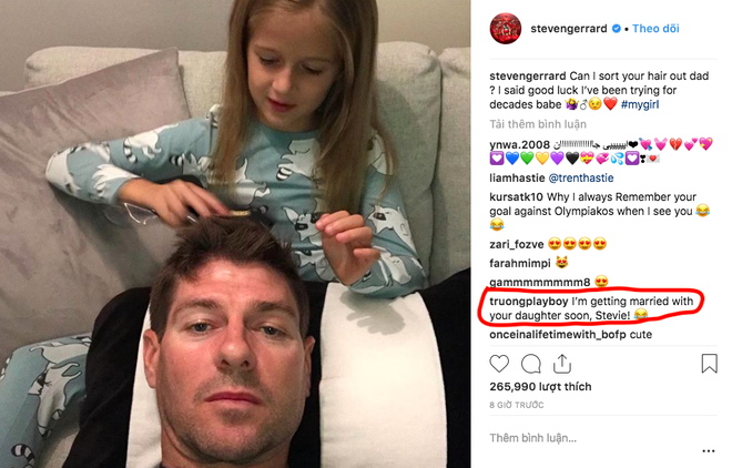 Xuân Trường bông đùa, đòi cưới con gái của thần tượng Steven Gerrard - Ảnh 1.