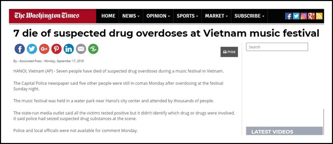 Báo nước ngoài đồng loạt đưa tin vụ 7 người chết do sốc thuốc tại lễ hội âm nhạc ở Hà Nội - Ảnh 4.