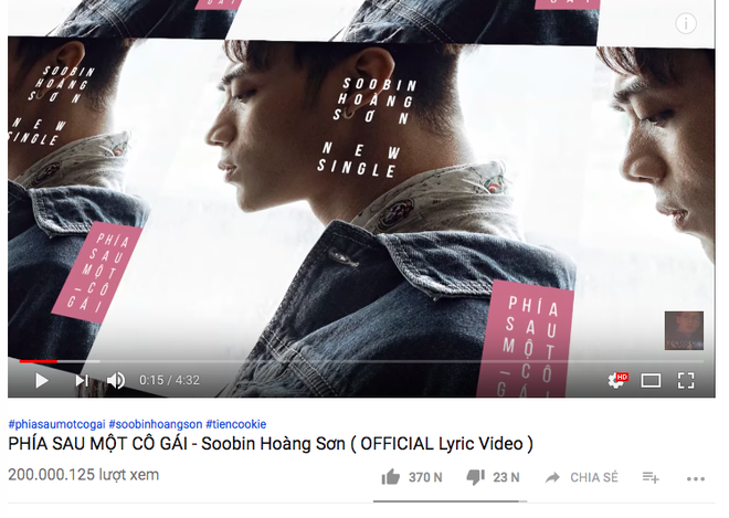 Sau 365 Daband, đây là ca sĩ Vpop thứ 2 sở hữu sản phẩm cán mốc 200 triệu view trên Youtube - Ảnh 1.