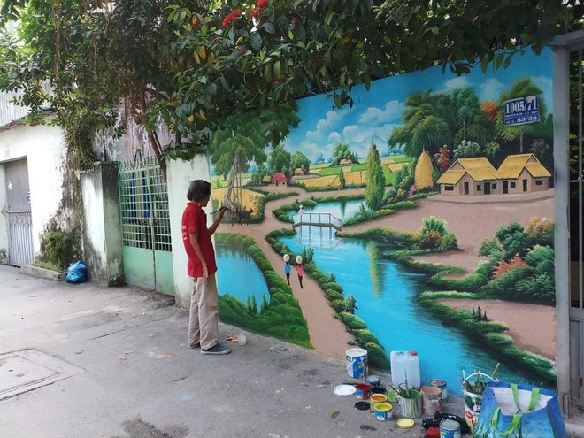 Xuất hiện tác phẩm “graffiti phiên bản đồng quê” tuyệt đẹp giữa Sài Gòn - Ảnh 1.