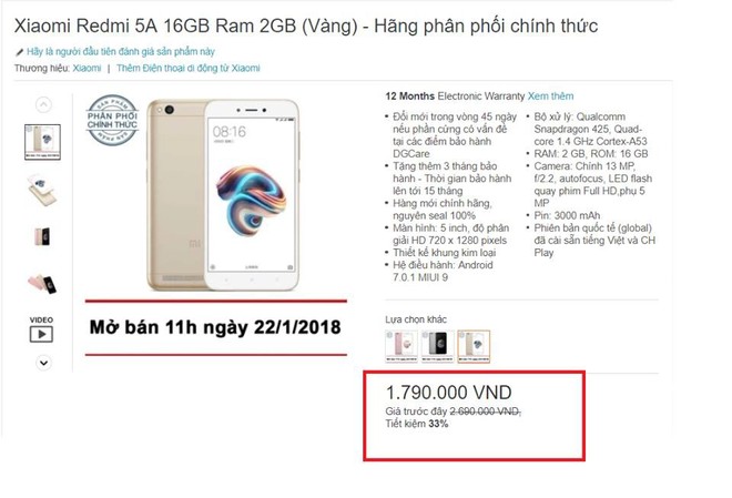 Redmi 5A cháy hàng chỉ sau 30 phút vì giá rẻ hơn cả iPhone 5 cũ, nhưng vẫn còn cơ hội cho bạn sở hữu nó - Ảnh 1.