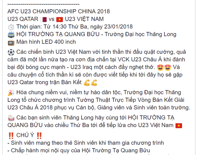 Sinh viên các trường ĐH lớn rầm rầm tổ chức cổ vũ U23 Việt Nam trước trận bán kết lịch sử - Ảnh 1.