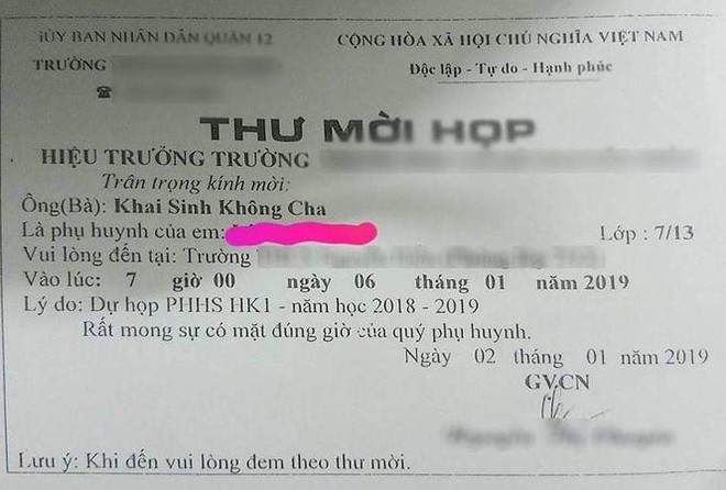 Thư mời họp phụ huynh kỳ quái gây bức xúc ở TPHCM - Ảnh 1.