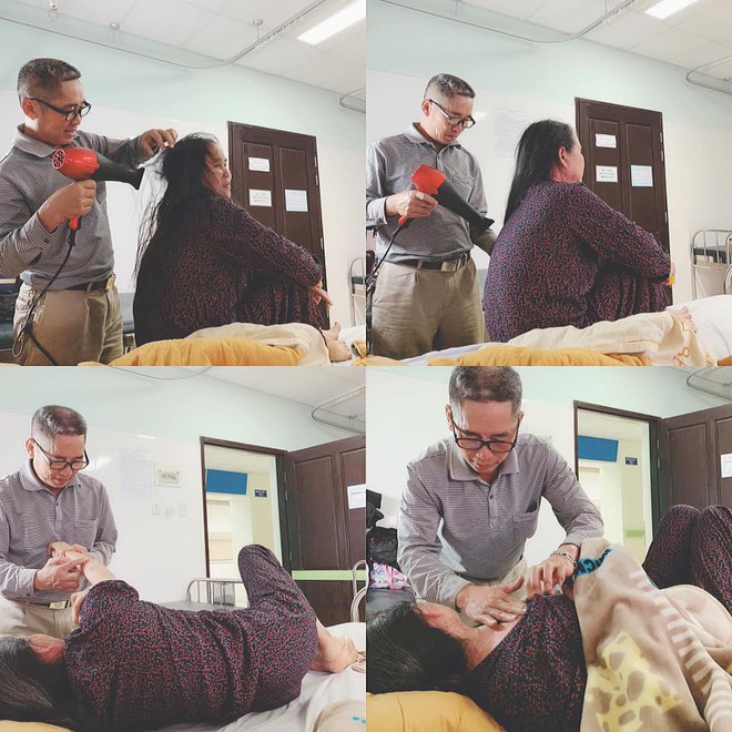 Con g&aacute;i khoe bố mẹ t&igrave;nh cảm như hồi mới cưới, ng&agrave;y n&agrave;o bố cũng chạy 40km xuống viện, ki&ecirc;n nhẫn gội đầu b&ocirc;i thuốc cho mẹ cả tiếng đồng hồ - Ảnh 2.