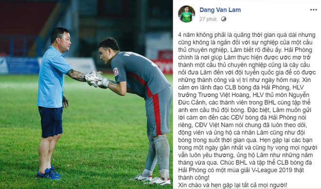 Văn L&acirc;m về Hải Ph&ograve;ng nghẹn ng&agrave;o tạm biệt đội b&oacute;ng cũ - Ảnh 2.