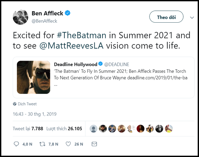 Phim riêng Batman của DC được ấn định ngày ra mắt chính thức nhưng không có Ben béo - Ảnh 2.