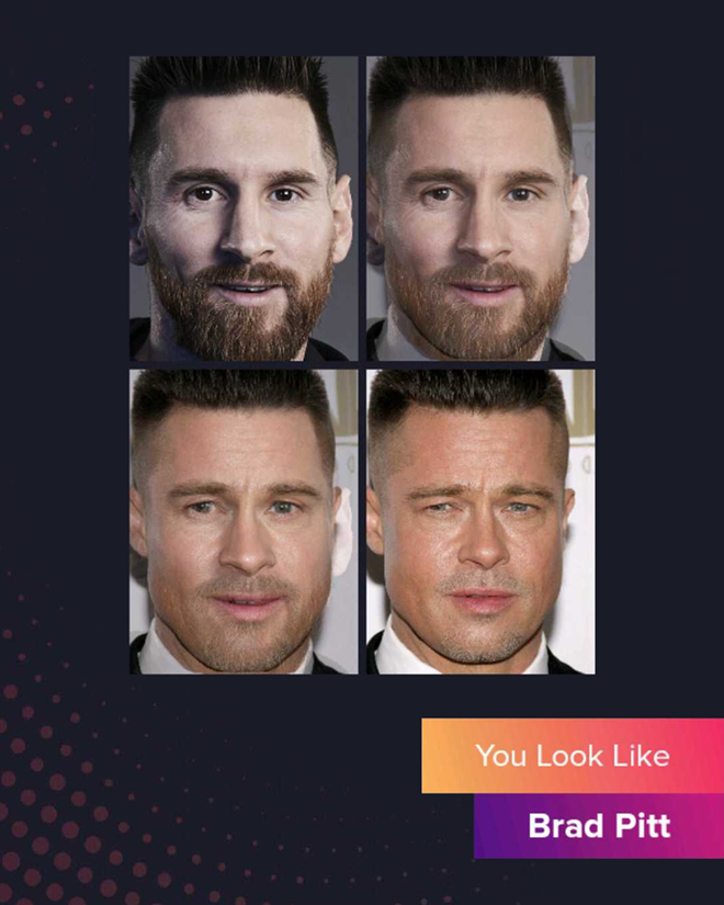 Cười đau bụng với chùm ảnh siêu sao bóng đá biến thành tài tử điện ảnh thông qua app Bạn giống ai: Messi hóa Brad Pitt, Ronaldo như Tom Cruise - Ảnh 3.