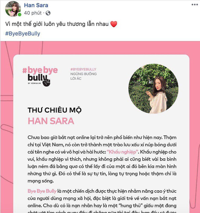 Dàn sao Vbiz hưởng ứng tham gia #ByeByeBully: Đã đến lúc cần lên tiếng chấm dứt mọi hành động cào phím, ném đá giấu tay trên mạng xã hội! - Ảnh 7.