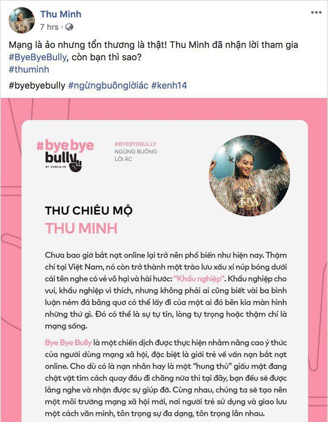 Dàn sao Vbiz hưởng ứng tham gia #ByeByeBully: Đã đến lúc cần lên tiếng chấm dứt mọi hành động cào phím, ném đá giấu tay trên mạng xã hội! - Ảnh 15.