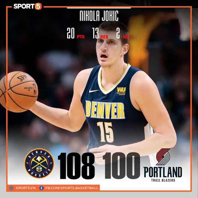 NBA 19-20: Tỏa sáng muộn màng, Nikola Jokic giúp Denver Nuggets lội ngược dòng thành công trên sân của Portland Trail Blazers - Ảnh 1.
