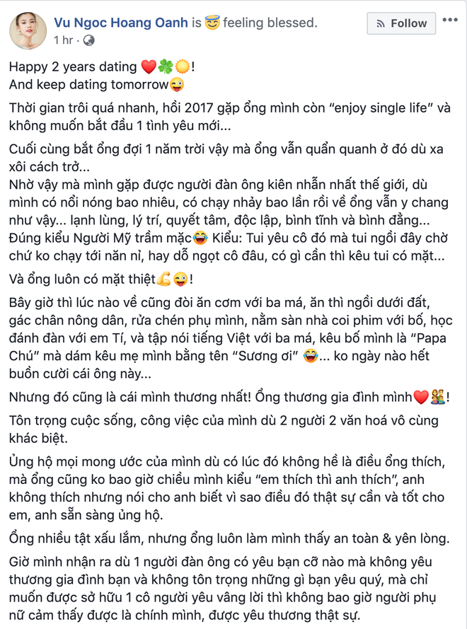 Hoàng Oanh lần đầu kể về bạn trai Tây sau 2 năm hẹn hò, tiết lộ lí do cảm thấy an toàn và yên lòng trong tình yêu - Ảnh 2.