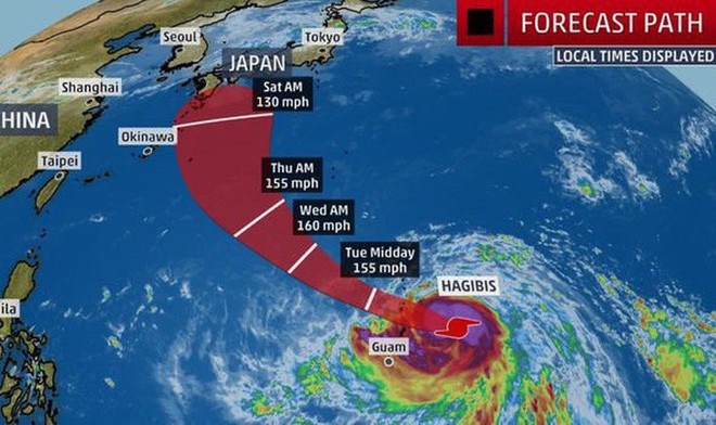 Từ bão nhiệt đới thành siêu bão cấp 5 trong 18 giờ, Hagibis đe dọa châu Á - Ảnh 1.