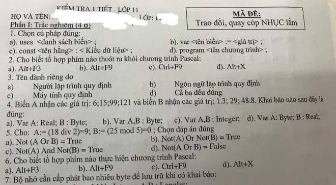 Giáo viên ra mã đề cực cà khịa, học trò nhìn vào muốn quay cóp cũng phải vắt óc suy nghĩ về lương tâm - Ảnh 1.