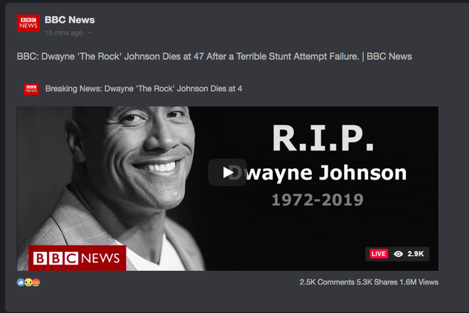 Chấn động tin BBC tuyên bố tài tử Fast & Furious The Rock qua đời, nhưng sao vẫn online đăng ảnh ầm ầm thế này? - Ảnh 1.