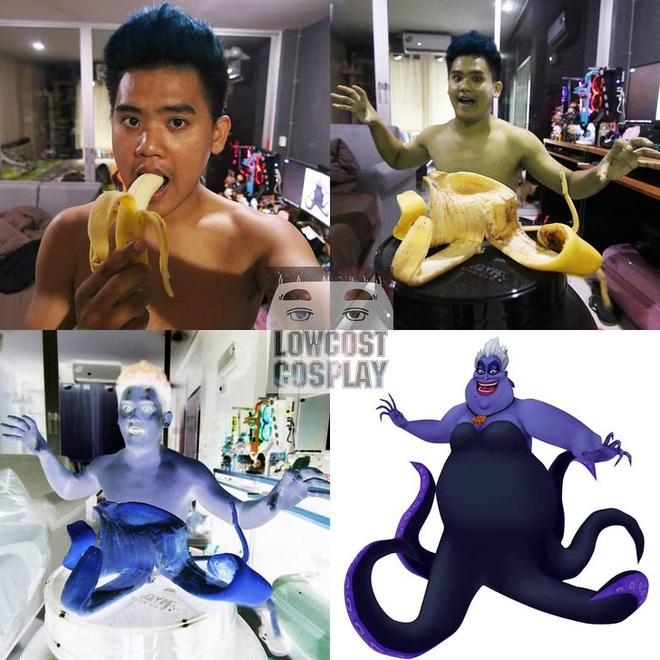 “Thánh Cosplay” sáng tạo đỉnh cao không tốn một xu khiến ai cũng phải chào thua: Tóc Son Goku làm từ chuối, râu Aqua Man làm từ băng keo - Ảnh 12.