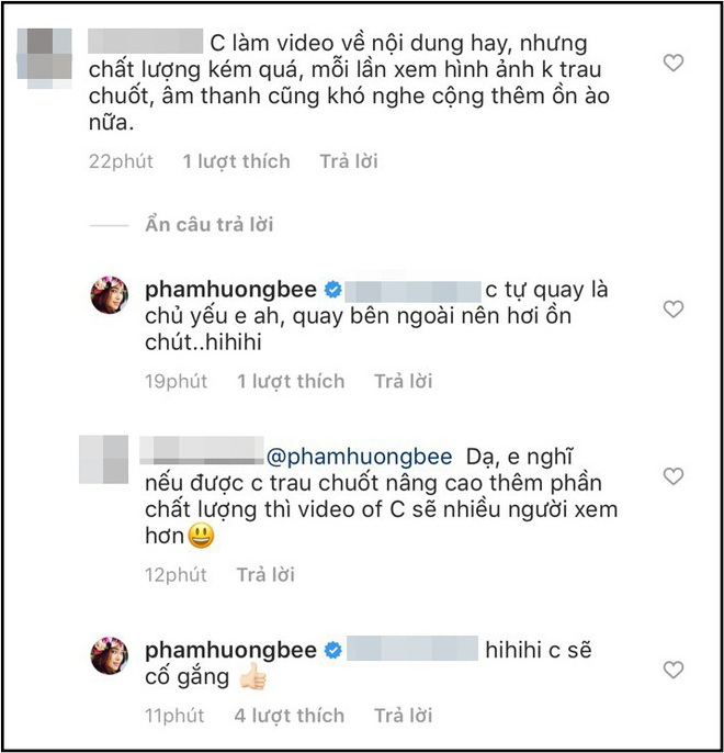 Vừa khoe tung vlog mới, Phạm Hương lập tức bị kh&aacute;n giả phản hồi quay clip k&eacute;m chất lượng - Ảnh 1.