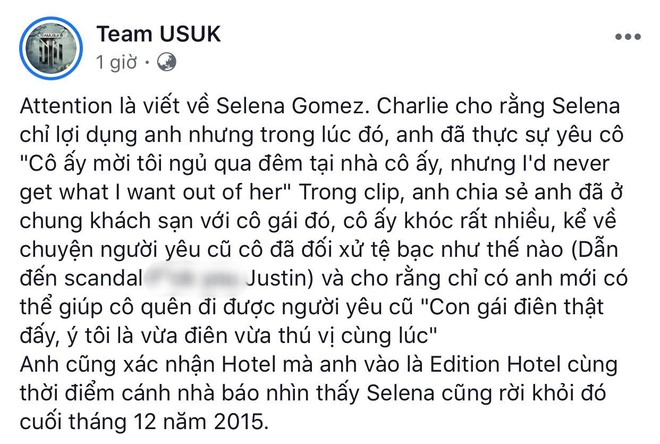 Náo loạn tin Charlie Puth thừa nhận bị Selena Gomez lợi dụng và rủ qua đêm, ngọn nguồn được tiết lộ trong hit “Attention”? - Ảnh 2.