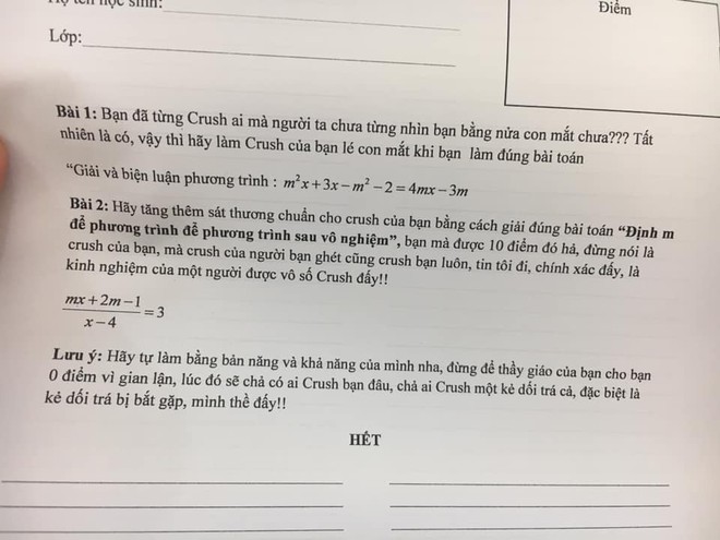 Lại thêm một cách ra đề bá đạo của thầy cô, đưa crush vào thì thử hỏi học trò nào không thích! - Ảnh 1.