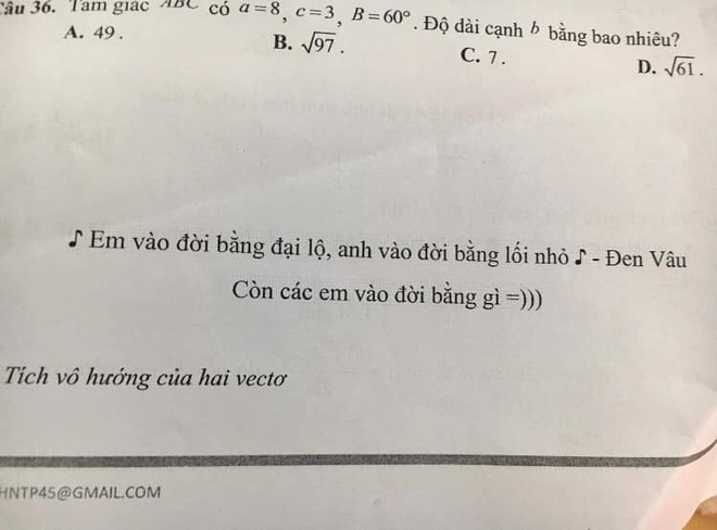 Mượn nhạc Đen Vâu để ra đề kiểm tra, bắt trend thế này thì ai làm lại thầy cô giáo nữa - Ảnh 1.