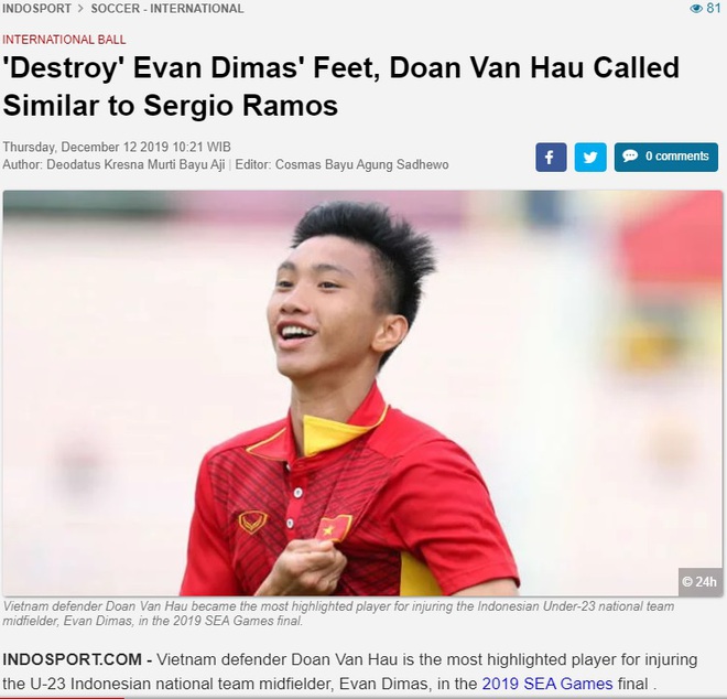 Evan Dimas chấn thương không nặng, báo Indonesia vẫn không buông tha: Văn Hậu cố tình giết đồng nghiệp - Ảnh 1.