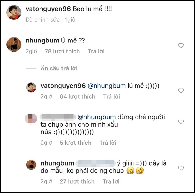 Lâu lâu mới comment dạo trên Instagram của nhau, Văn Toàn liền bị bạn gái soi ngay lỗi chính tả: Ú mề hay lú mề? - Ảnh 2.