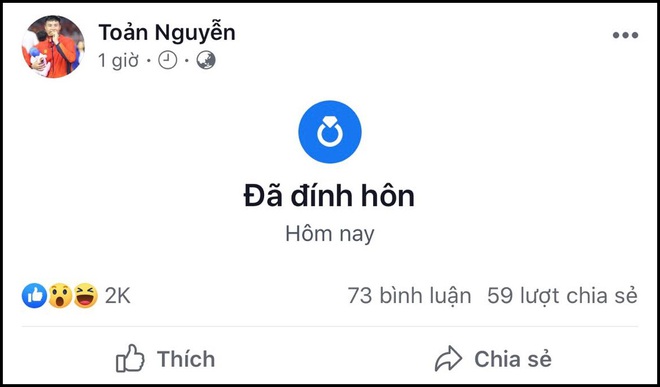 Thủ môn Văn Toản cập nhật Đã đính hôn giữa đêm nhưng người yêu vẫn so deep: Tự nhiên buồn đến thế mà chẳng ai vỗ về - Ảnh 1.