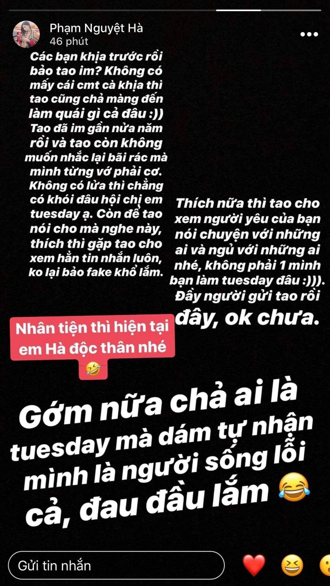 Bạn gái cũ tố Văn Toản cắm sừng tiếp tục gay gắt: Chả ai làm tuesday mà tự nhận mình sống lỗi đâu! - Ảnh 3.