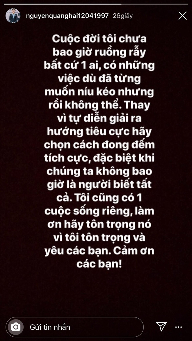 Quang Hải vừa lên tiếng sau lùm xùm tình ái, Nhật Lê cũng vội vàng đăng status để tự động viên bản thân - Ảnh 1.