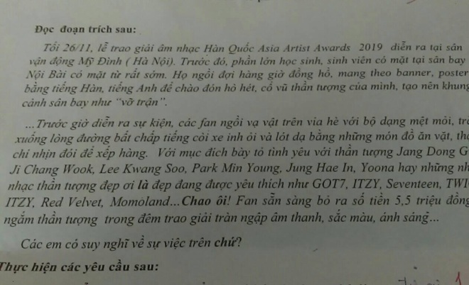 Fan K-Pop bức xúc vì Đề thi nói Bỏ tiền ra đu AAA, chờ đợi idol ở sân bay hàng tiếng đồng hồ, hò hét ở sân bay là vô nghĩa - Ảnh 2.