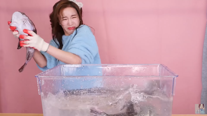 Được mệnh danh là thánh ăn cá ấy thế mà lần nào làm video mukbang cá, Youtuber Ssoyoung cũng bị vật đến thê thảm - Ảnh 2.