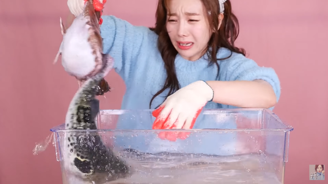 Được mệnh danh là thánh ăn cá ấy thế mà lần nào làm video mukbang cá, Youtuber Ssoyoung cũng bị vật đến thê thảm - Ảnh 4.