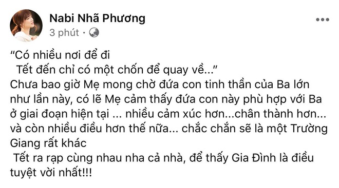 Sau công khai có con, Nhã Phương chăm thể hiện tình cảm với Trường Giang thấy rõ, lại còn đổi cách xưng hô cực ngọt - Ảnh 1.