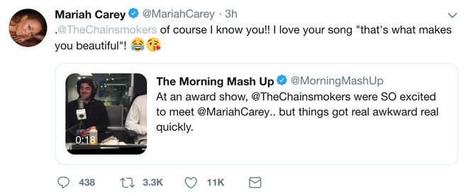 Không còn hỏi Ủa đó là ai nhưng Mariah Carey lại nhầm The Chainsmokers là One Direction - Ảnh 1.