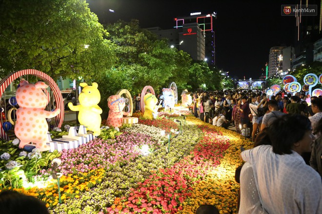 Đường hoa Nguyễn Huệ rực rỡ trong đêm khai mạc, hàng ngàn người chen nhau vào du xuân - Ảnh 18.