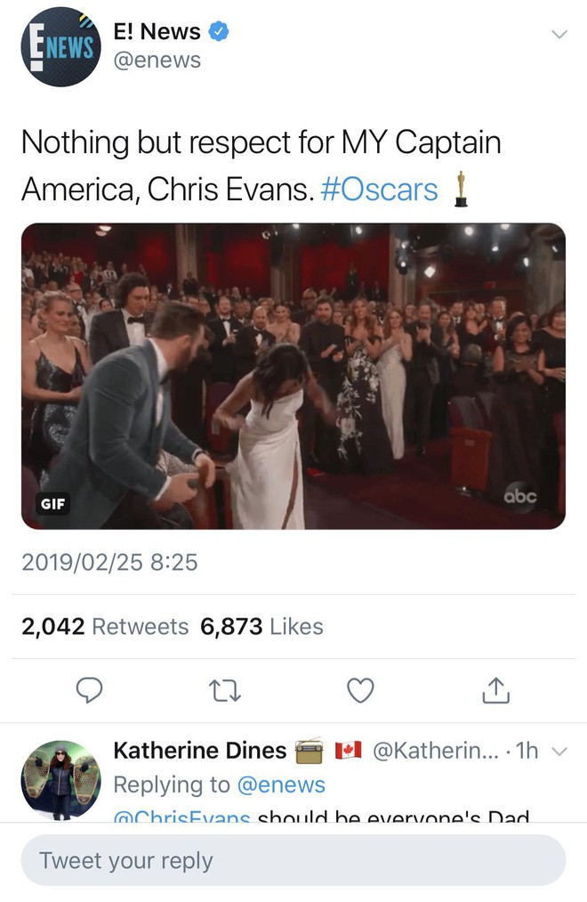 Khoảnh khắc gây sốt tại Oscar 2019: Chàng đội trưởng Mỹ Chris Evans xứng đáng ẵm giải quý ông dễ mến nhất! - Ảnh 6.