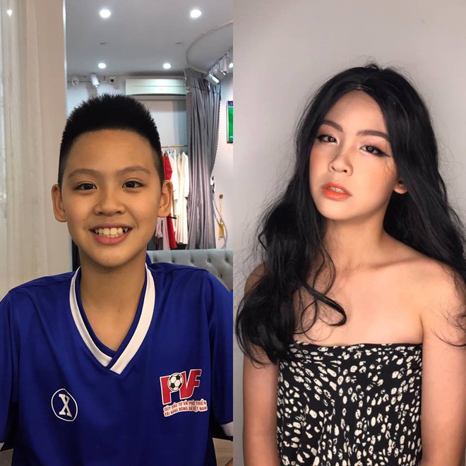 Bị chị g&aacute;i l&ocirc;i ra l&agrave;m mẫu makeup bất đắc dĩ, 2 cậu b&eacute; khiến nhiều người trầm trồ v&igrave; thần th&aacute;i hơn người - Ảnh 1.